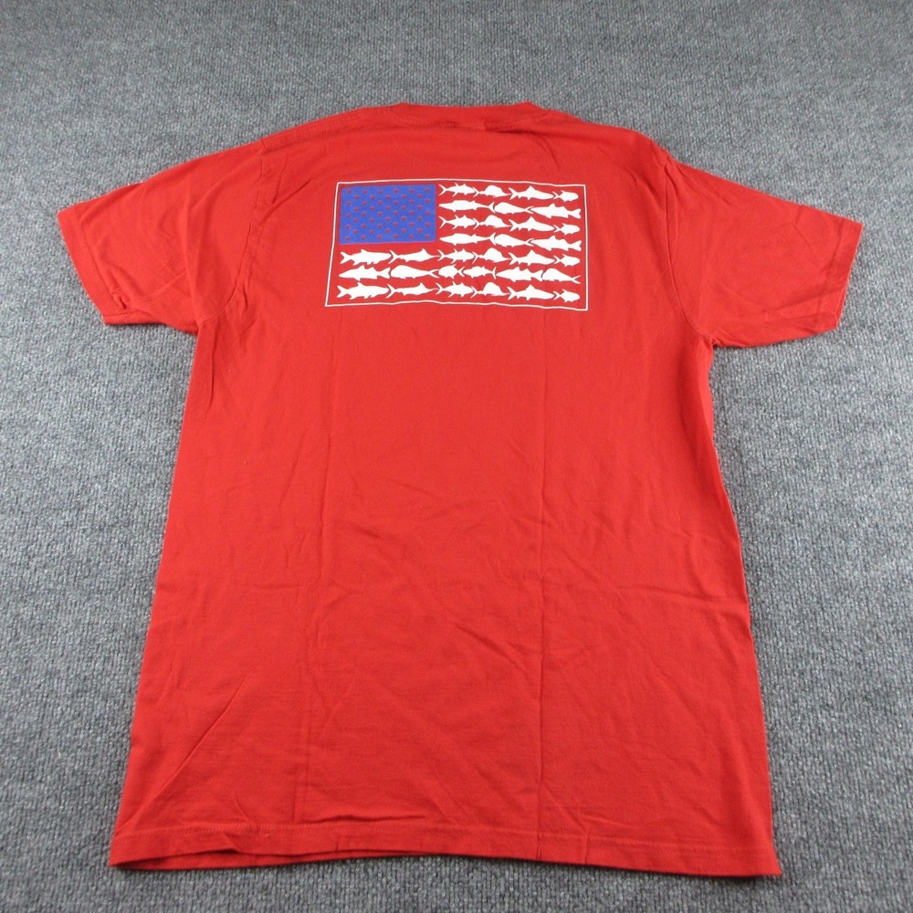 Columbia PFG Shirt Mens M Red Fish American Flag Graphic Tee Patriotic